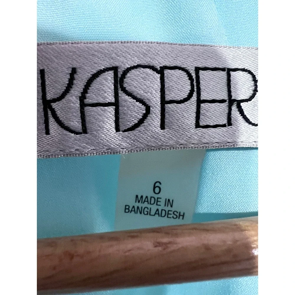 Kasper Womens Light Blue Sleeveless Sheath Dress Size 6 Sweetheart Neckline Midi
